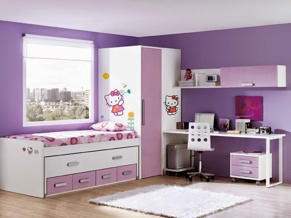 Cuartos de niñas en colores morados - Ideas para decorar dormitorios