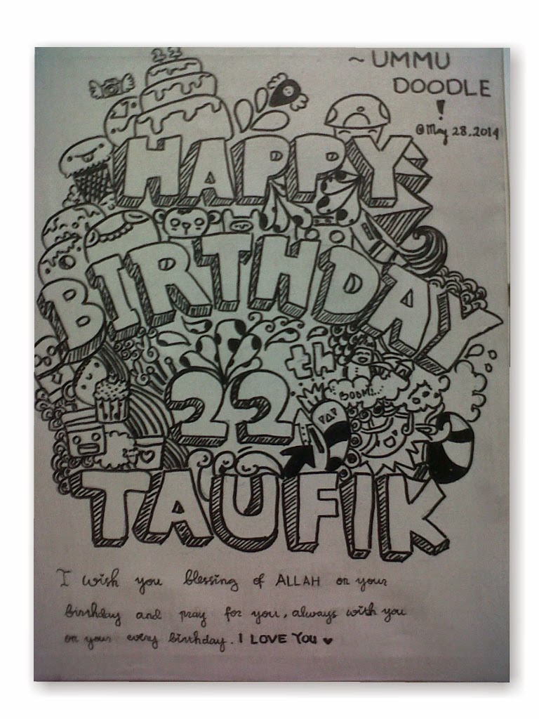 Contoh Gambar Doodle Happy Birthday Keren Dan Mudah Bujang Kupluk