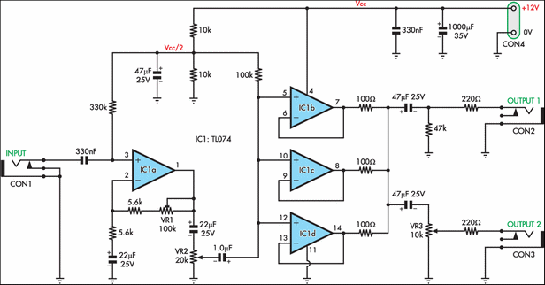 Electric Guitar Violin Preamplifier Circuit Diagram