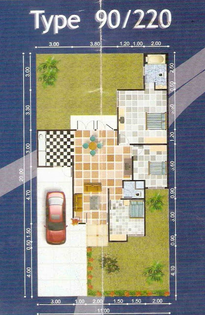 Denah Rumah Tipe 90/200 1 Lantai | Desain Denah Rumah Terbaru | Denah 