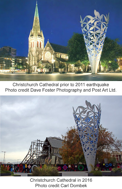 Christchurch, New Zealand's cathedral, before and after the 2011 earthquake