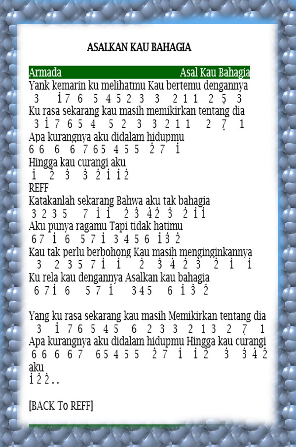 Not Pianika Asal Kau Bahagia Armada Not Pianika Lagu Not Pianika Asal Kau Bahagia Armada Not Pianika Lagu