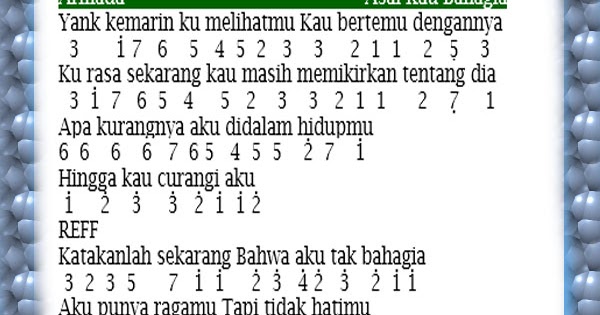 Not Pianika Asal Kau Bahagia Armada Not Pianika Lagu Not Pianika Asal Kau Bahagia Armada Not Pianika Lagu