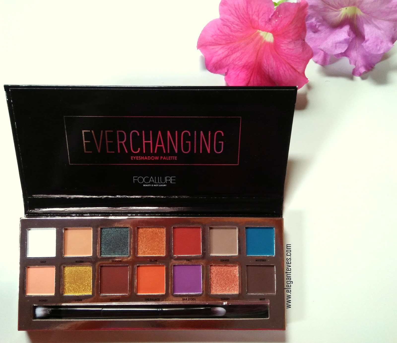 Focallure Everchanging Eyeshadow palette Review, Swatches Elegant Eves