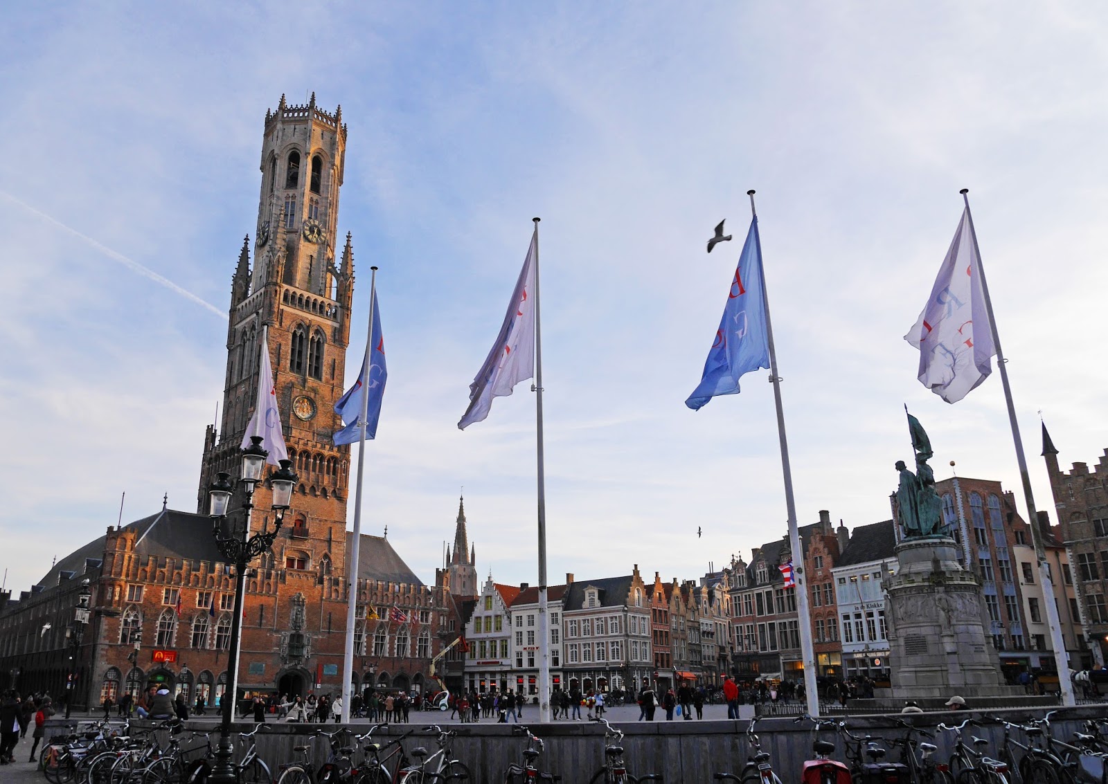 Bruges Market Square at sunset, Belgium