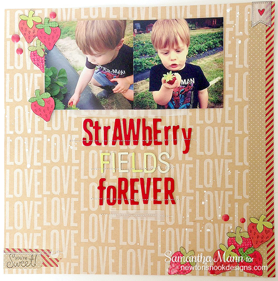 Strawberry Scrabpook pg by Samantha Mann | Sweet Summer Stamp Set | Newton's Nook Designs