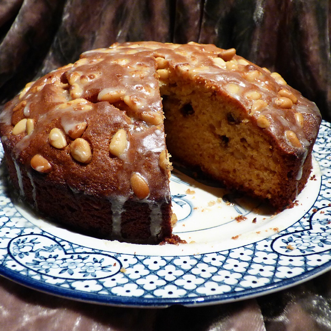 Chez Maximka Pine nut and choc chip honey cake