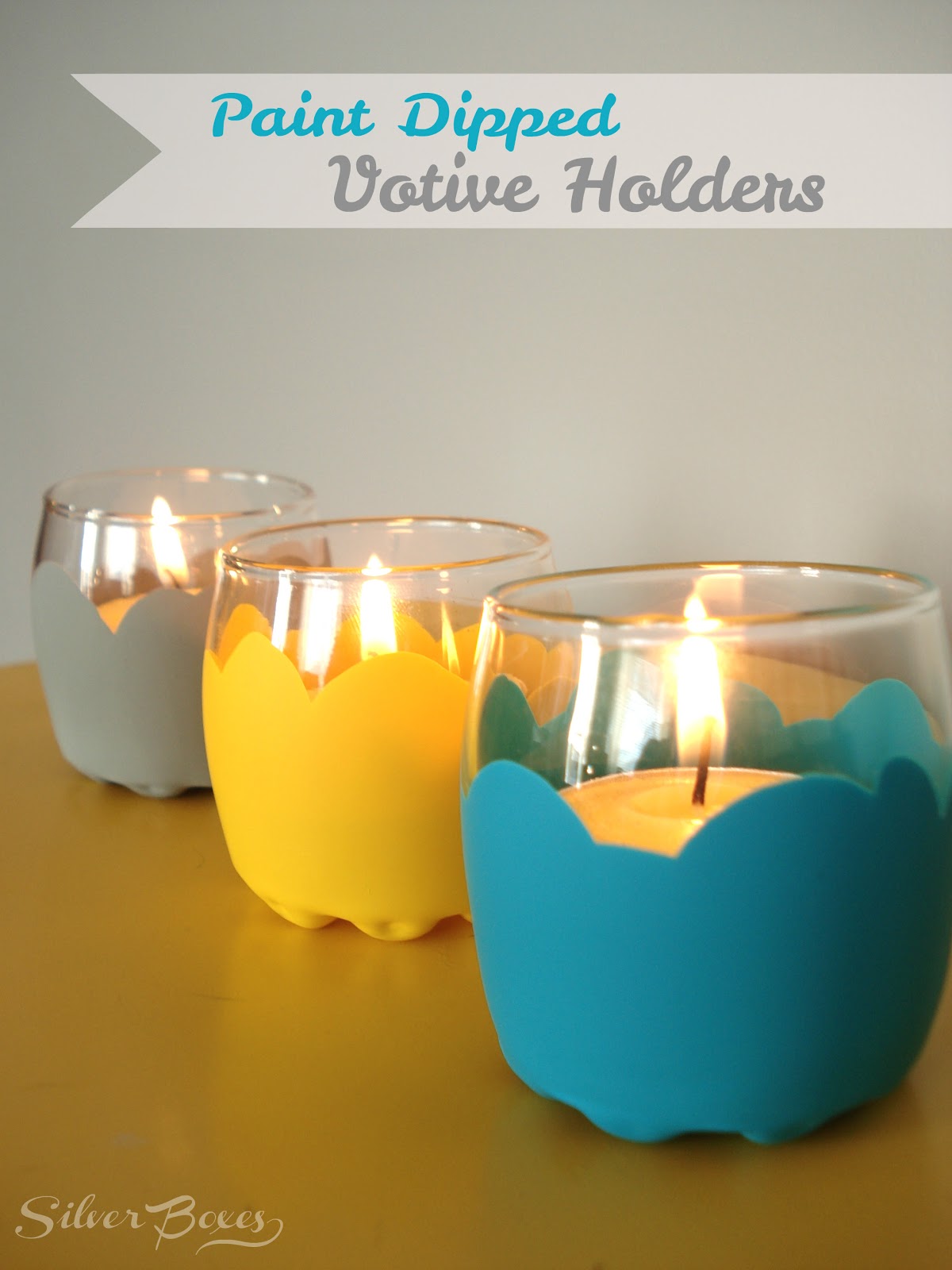 Silver Boxes Paint Dipped Votive Holders