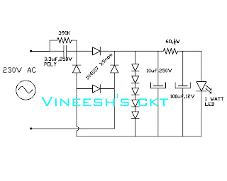 simple circuits vineetron: 230V TO 1 WATT LED DRIVER