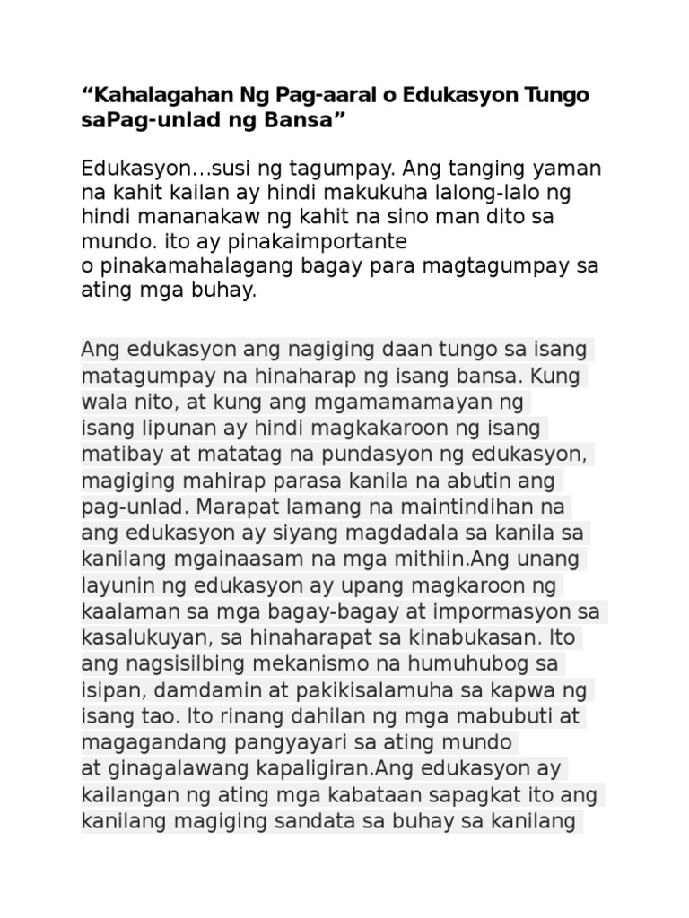 Halimbawa Ng Talumpati