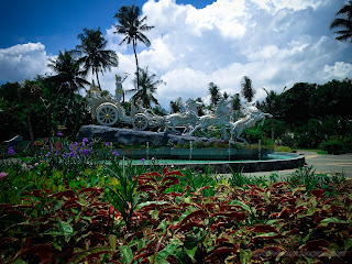 Beautiful Landscape Of The Garden With Krishna's Chariot Statue Of The Park At Tangguwisia Village, North Bali, Indonesia