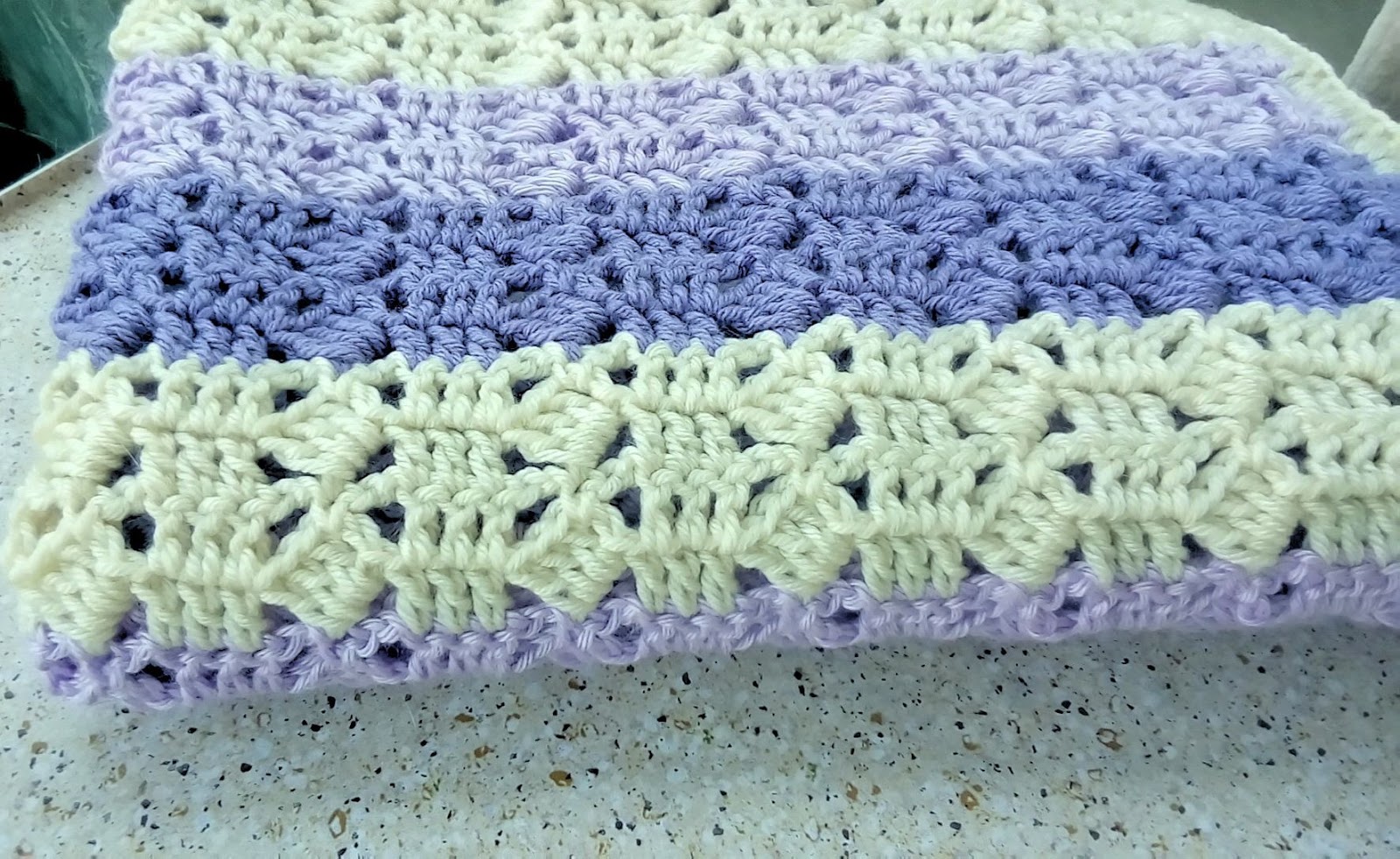 Lavender and Cream Crochet Blanket