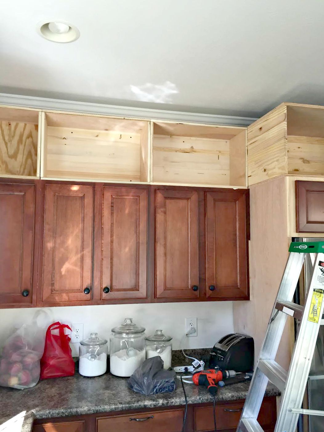 DIY extending cabinets to ceiling