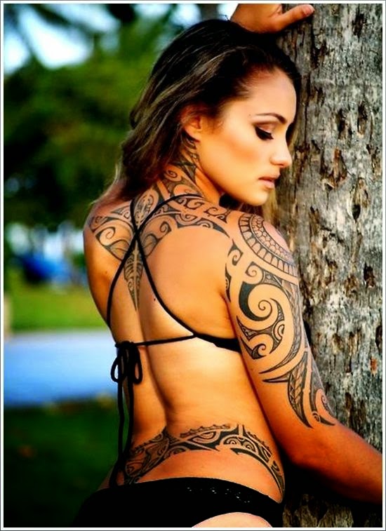 Women Full Back Maori Tattoos, Maori Design Tattoos on Full Back Women, Beautiful Maori Tattoo Design for Women, Women, Parts,