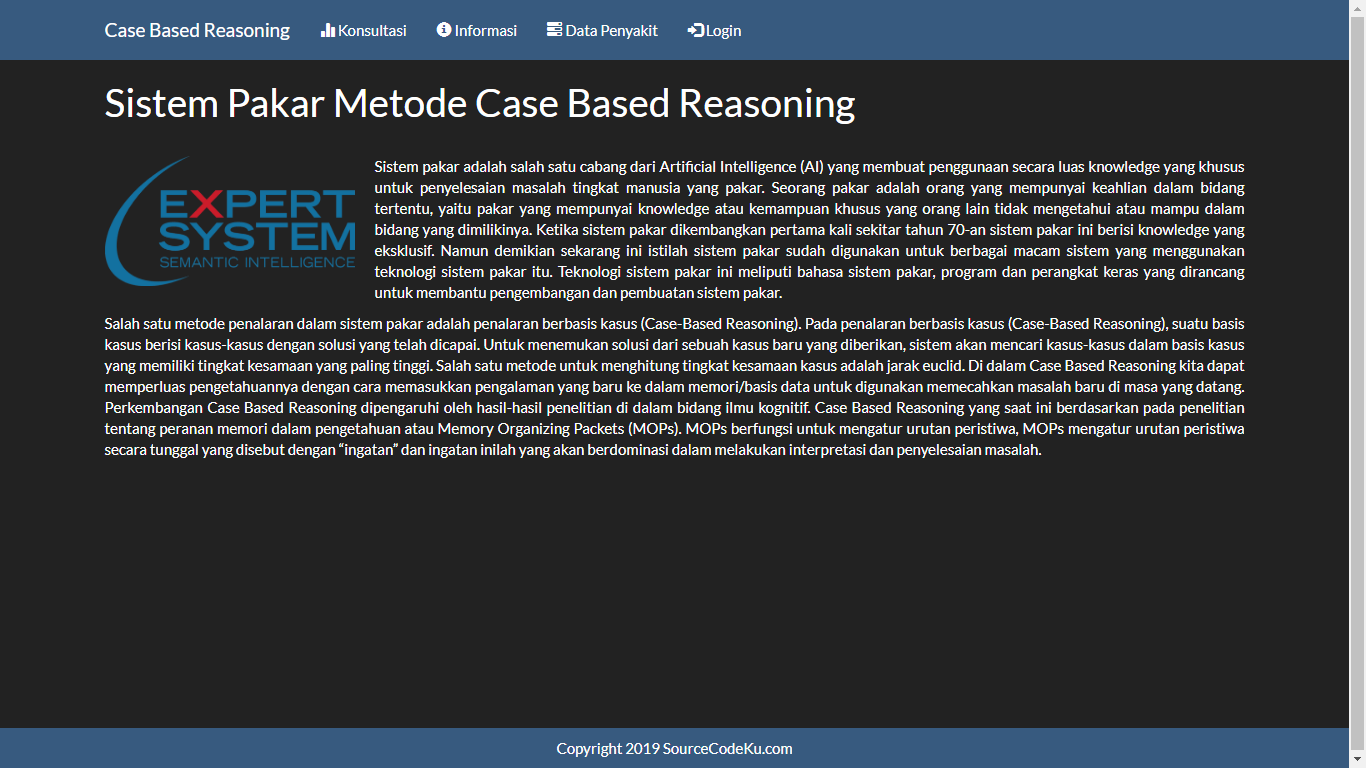Aplikasi Sistem Pakar Berbasis Web Menggunakan Metode Case Based Reasoning (CBR) - SourceCodeKu.com