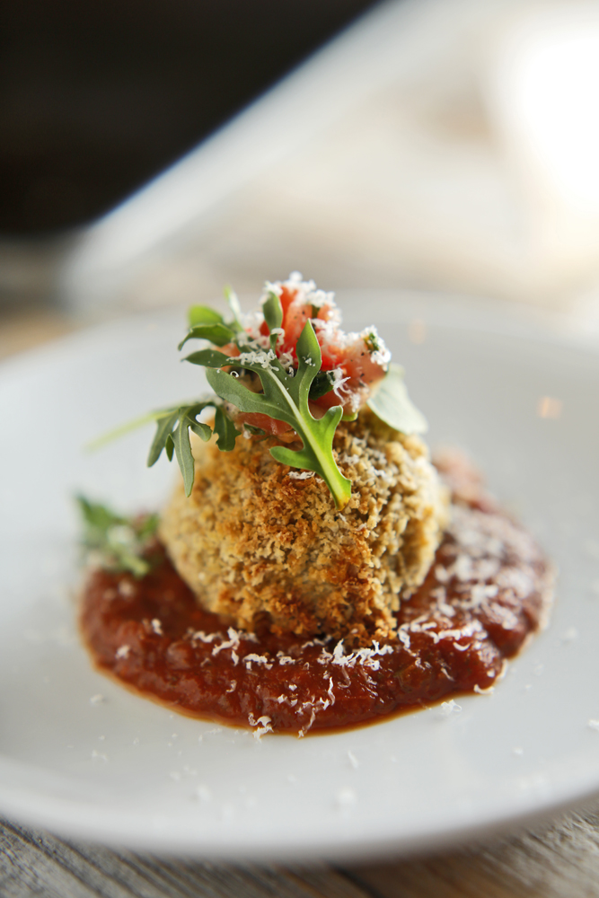 The Chubby Vegetarian Baked Arancini with Smoked Provolone
