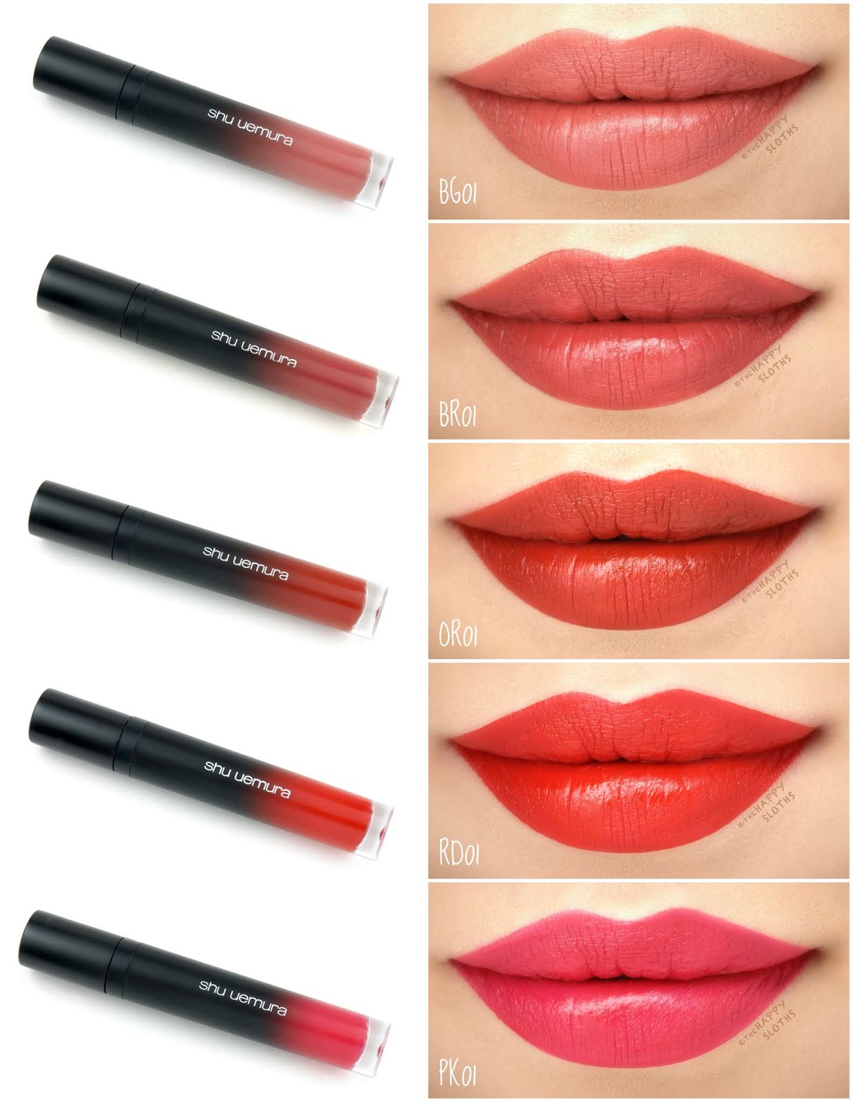 Shu Uemura | Matte Supreme Lip Color in "BG 01", "BR 01", "OR 01", RD 01" & "PK 01": Review and Swatches