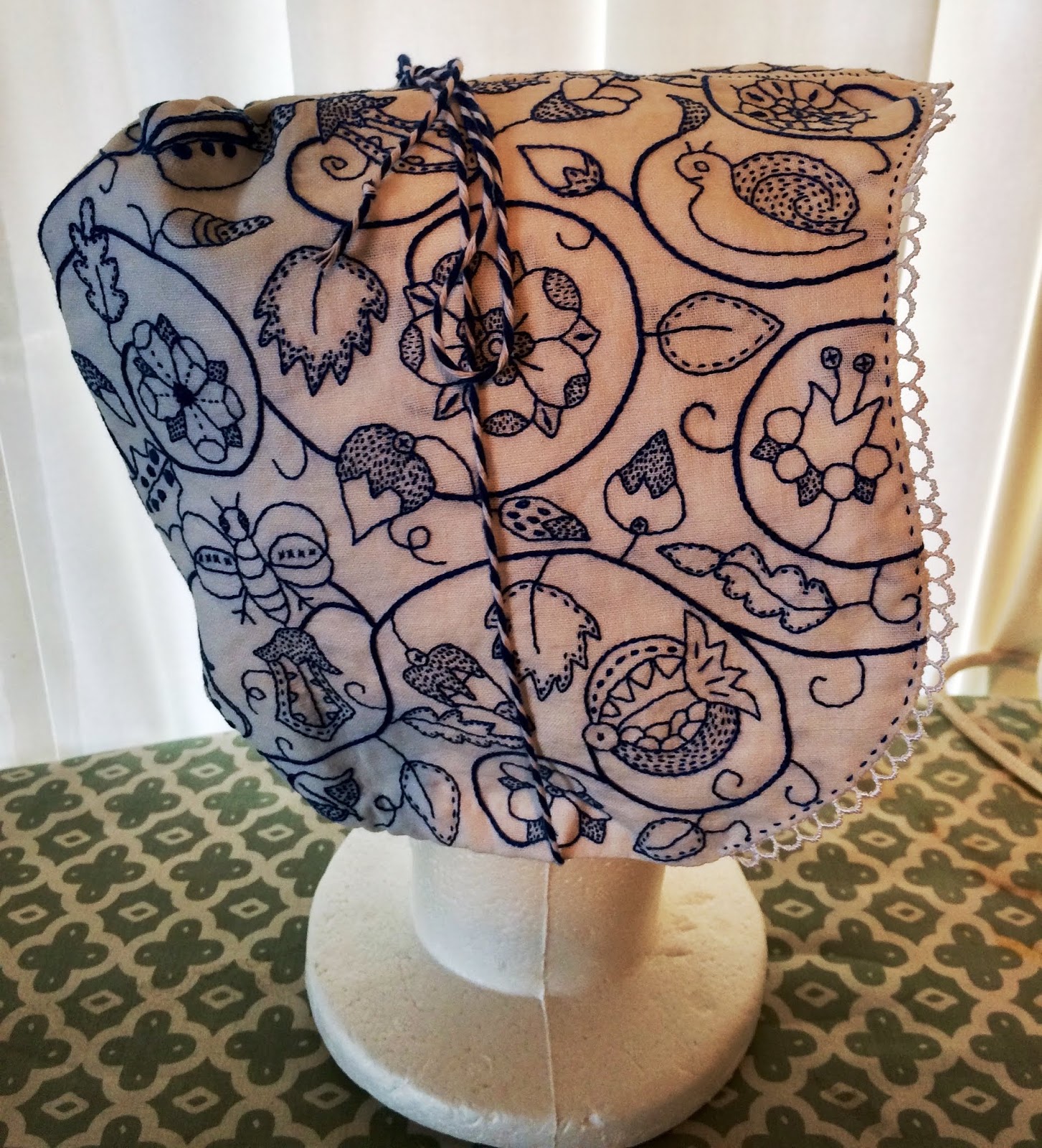 Broider Me Bethan Blue Elizabethan Monochrome Coif