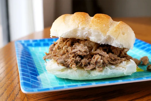 North Carolina Style Pulled Pork Sandwiches made in the crock pot.