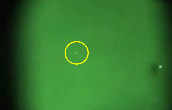This is the TR3B or UFO while the night vision camera is zoomed out.