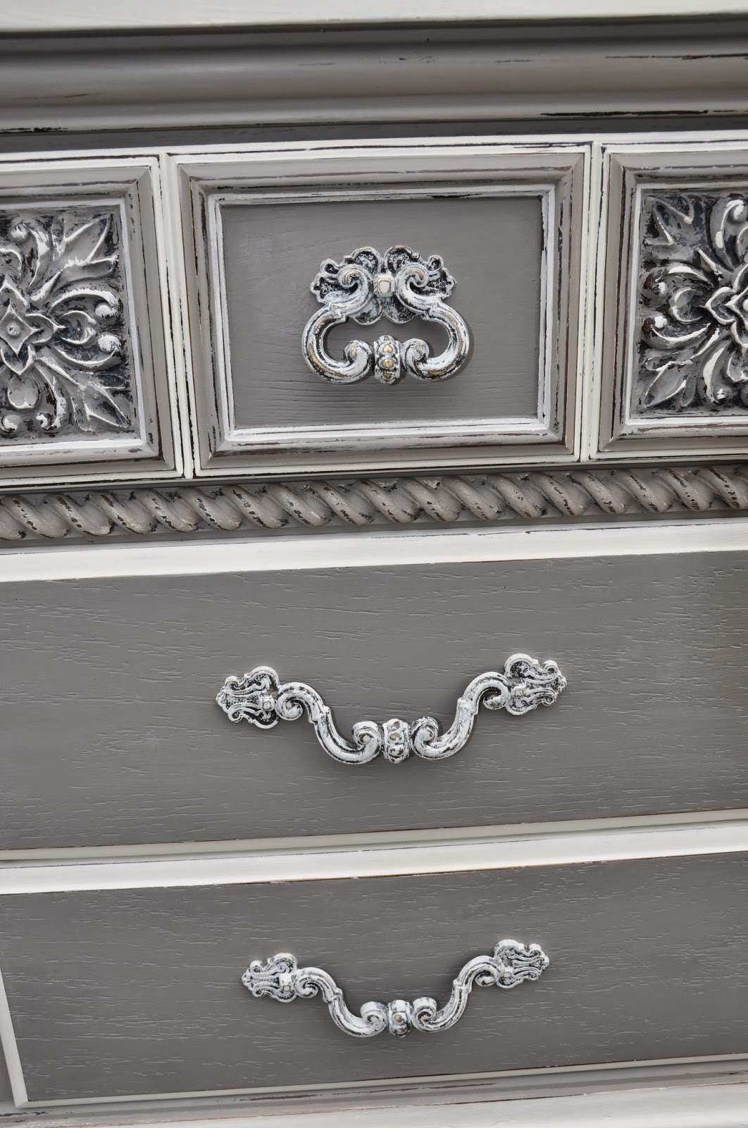 Sweetly Chic Sophisticated Grey Lowboy dresser