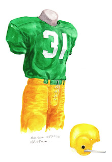 1957 Miami Hurricanes football uniform original art for sale