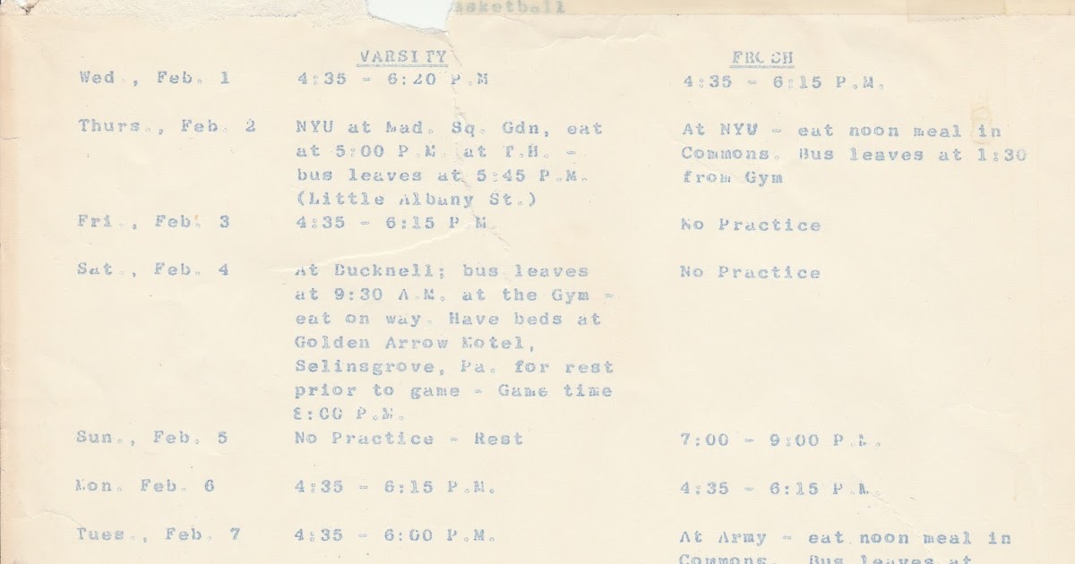The Bells Must Ring - A Rutgers Basketball History Blog: February - March Practice Schedule