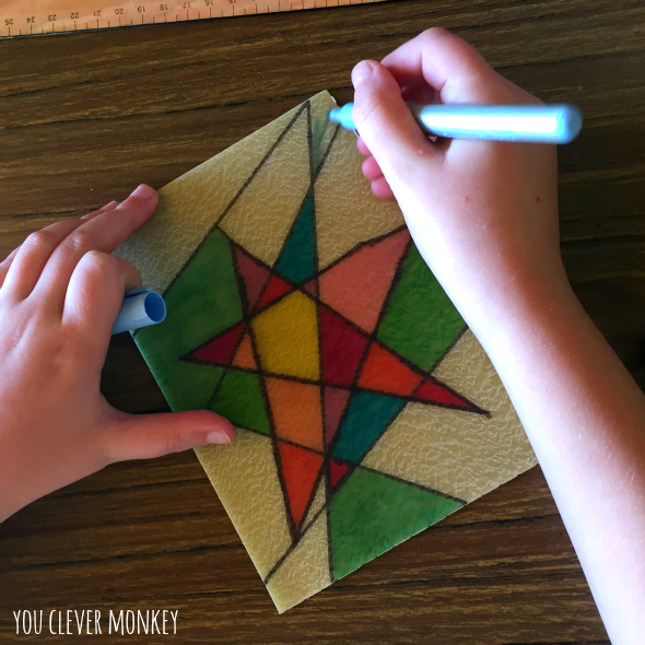 Easy Christmas Art - Faux Stained Glass. The perfect Christmas activity for children of mixed ages at home or in the classroom | you clever monkey