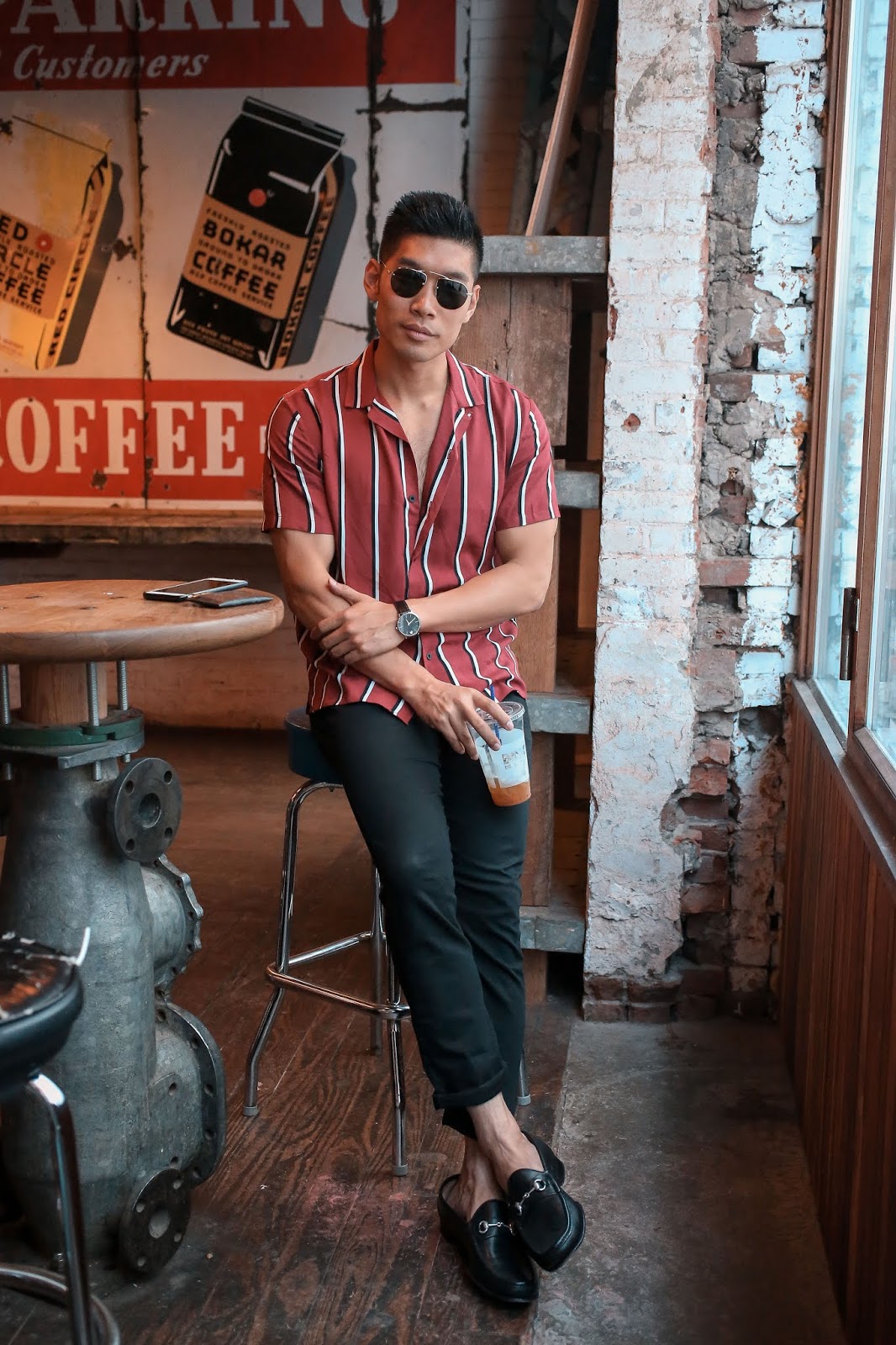 Casual Friday, Weekend Sharp Casual: Striped Button Down Shirt, Coach Leather Backpack, Allen Edmonds Loafers | Asian Male Model Blogger