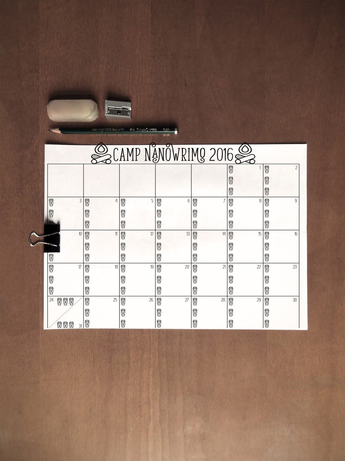 Tailored By Tiera Free Calendar Printable for Camp NaNoWriMo