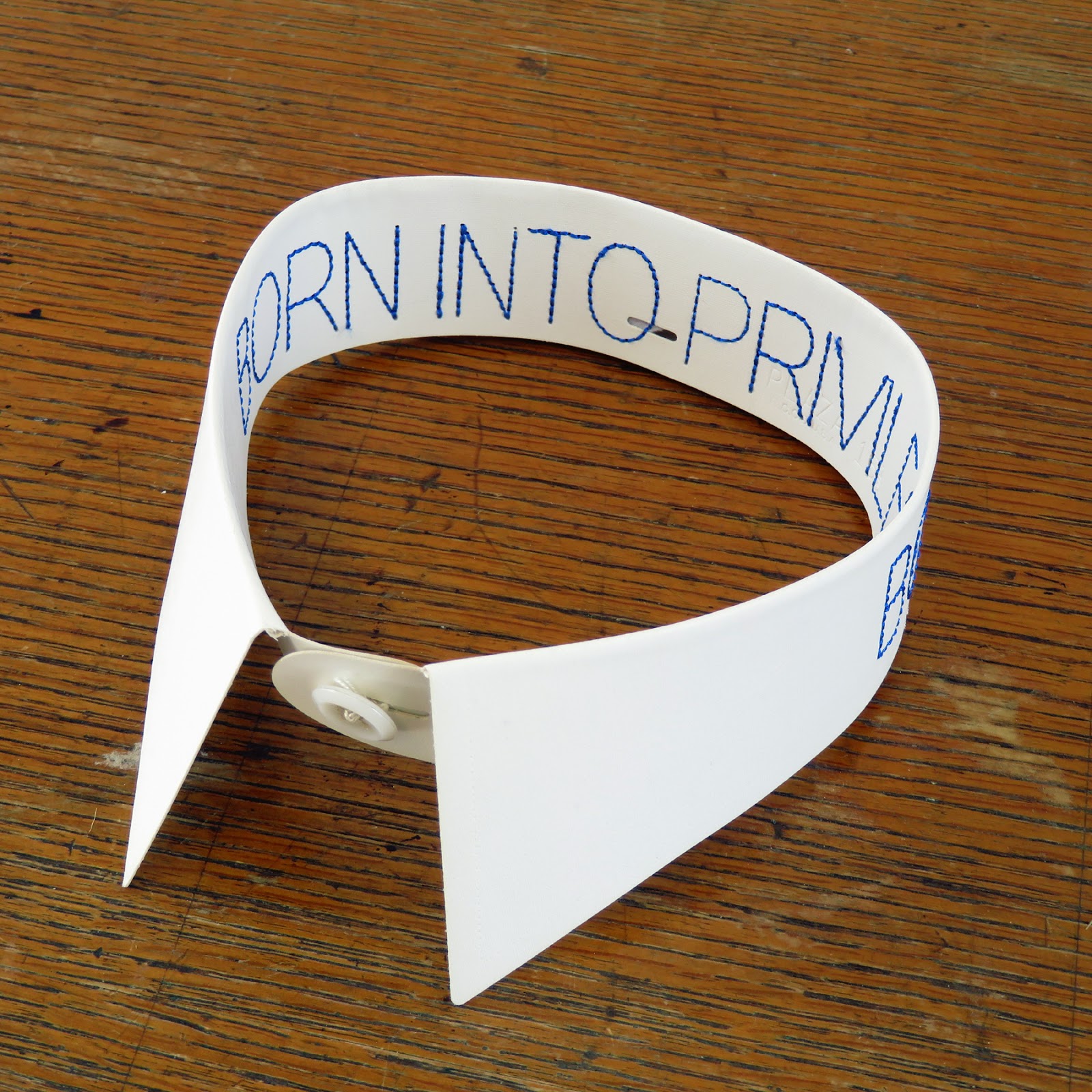 Art In Stitches White Collars Installation