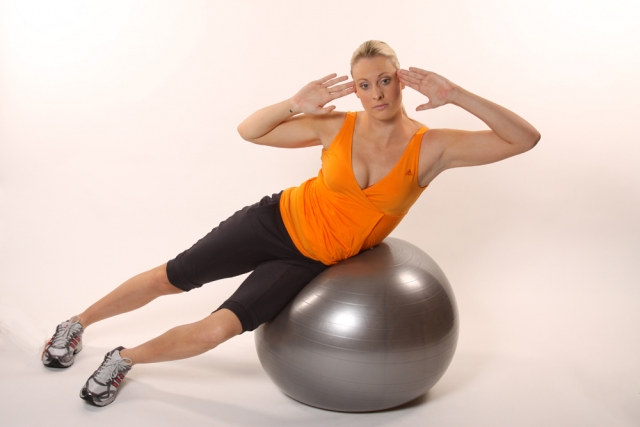dumbbell exercises with stability ball