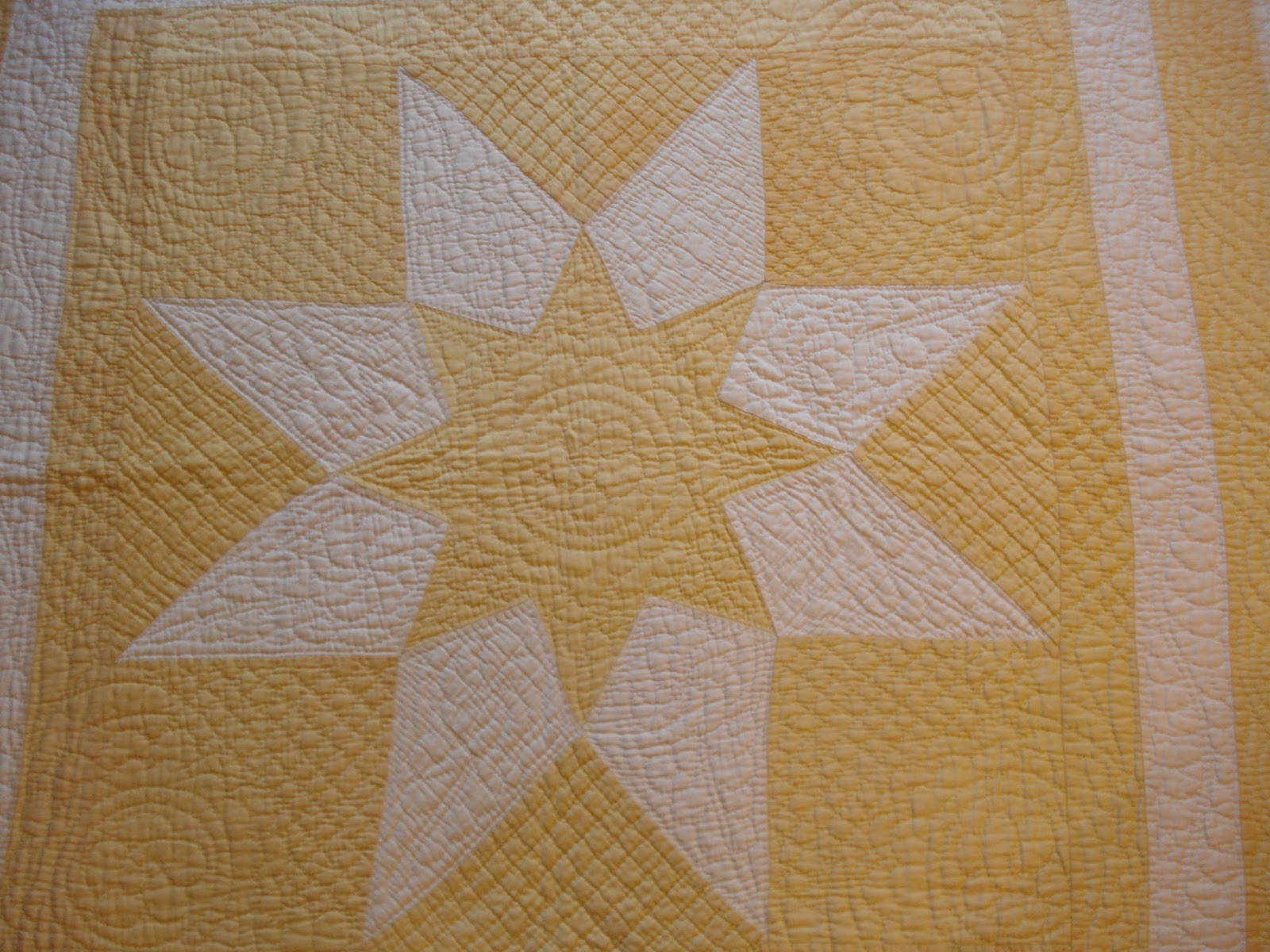 Welsh Quilts Yellow and White Sanderson Star Quilt