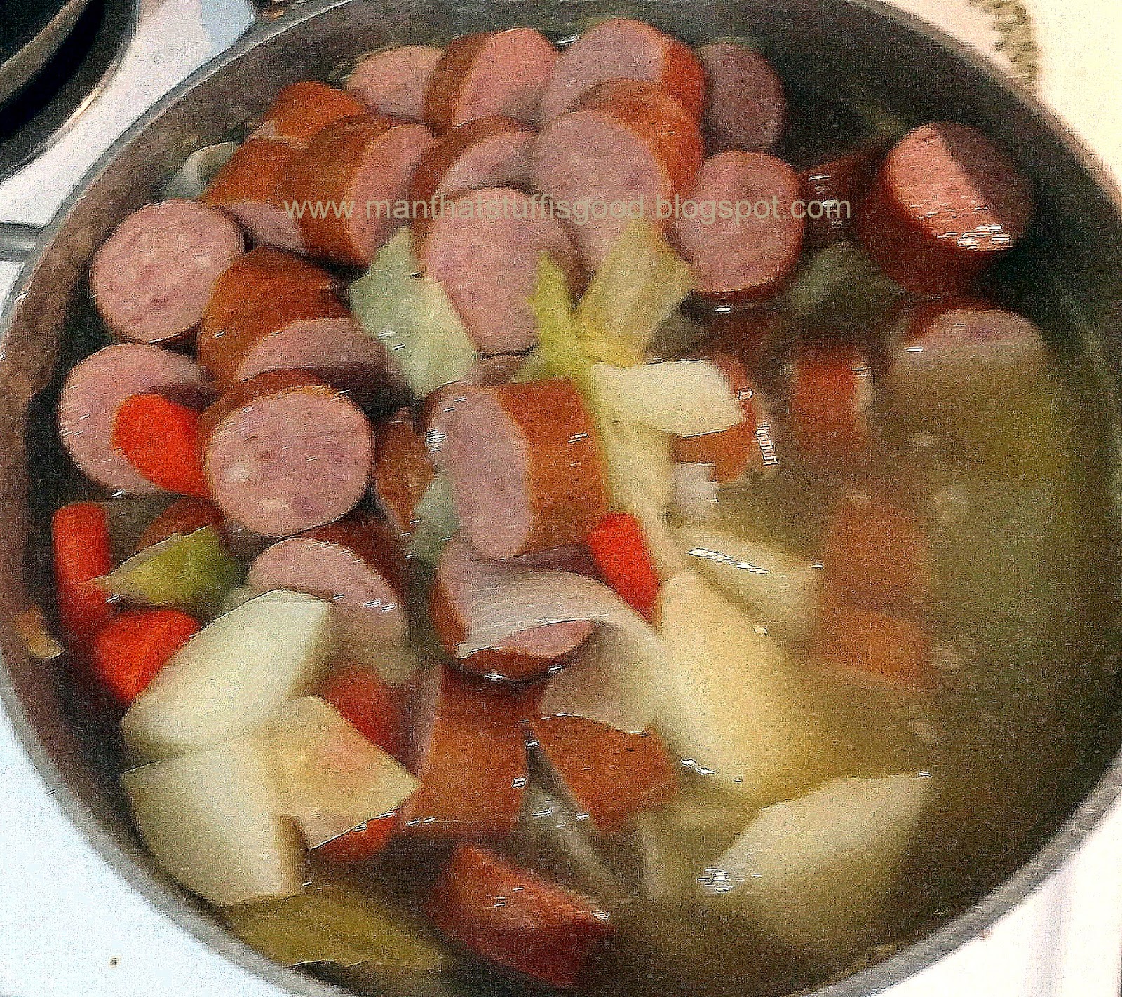 Man That Stuff Is Good! Cabbage, Carrots, Potatoes and Smoked Sausage