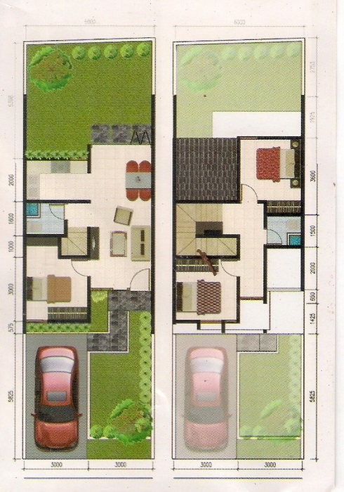 gambar 2. desain denah rumah minimalis rumah type 80/120