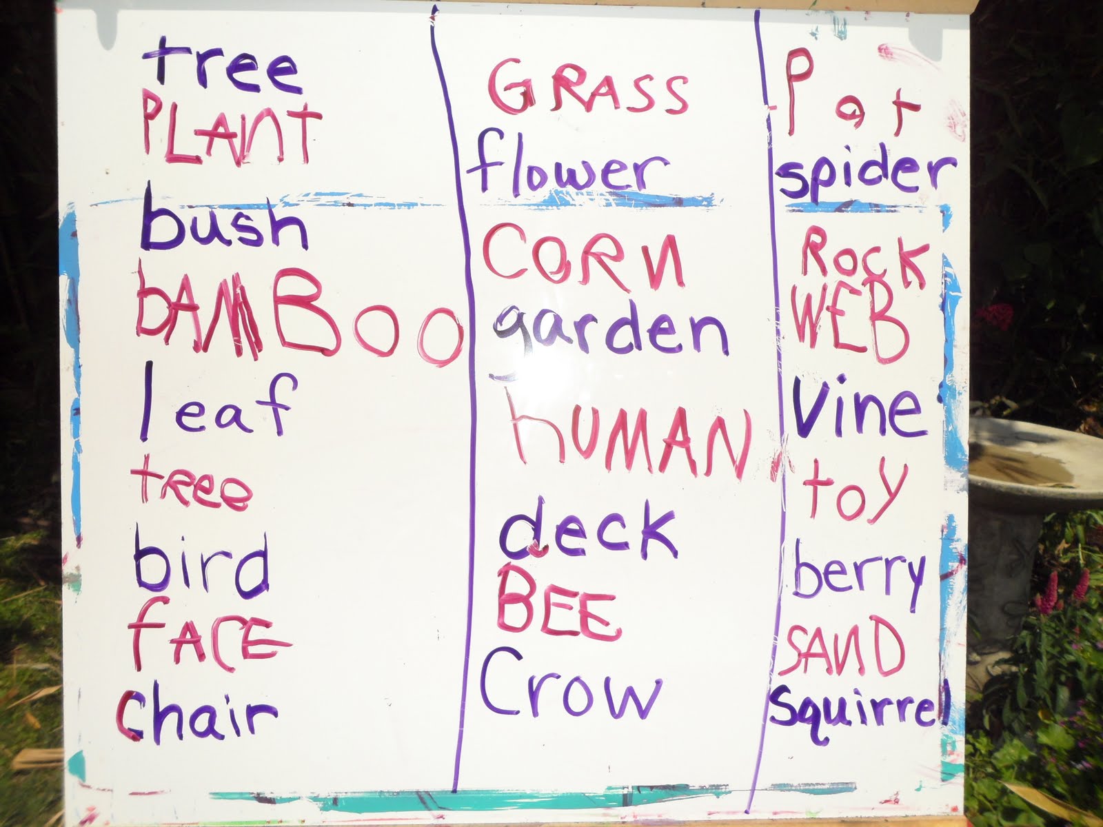 Raising California Homeschool Back Yard Noun Hunt