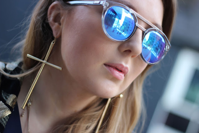 Le specs, blaue glässer, sonnenbrille, trend, sommer 2014,six, beeline, kreuz ohrringe, hipster, modeblogger, hamburg, ootd, style, german fashionblogger,