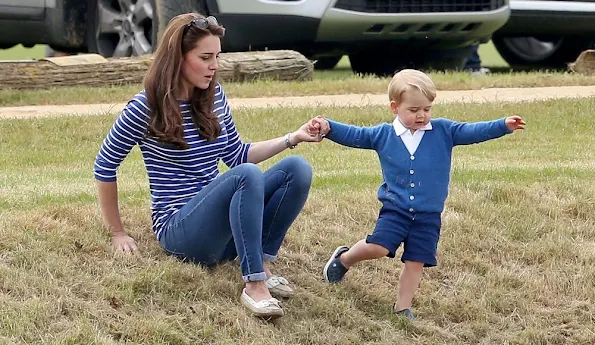 Catherine Duchess of Cambridge and Prince George attends the Gigaset Charity Polo Match with Prince George of Cambridge at Beaufort Polo Club 