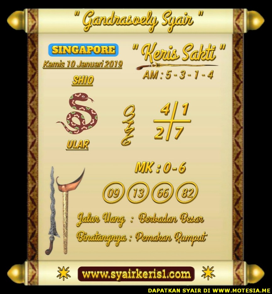 Gambar Syair Sgp Kamis 10 Januari 2019 Kode Syair Sgp Hk Sd Motesia