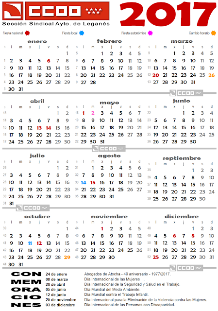 Calendario Laboral 2020 Seccion Sindical Entelgy Ccoo