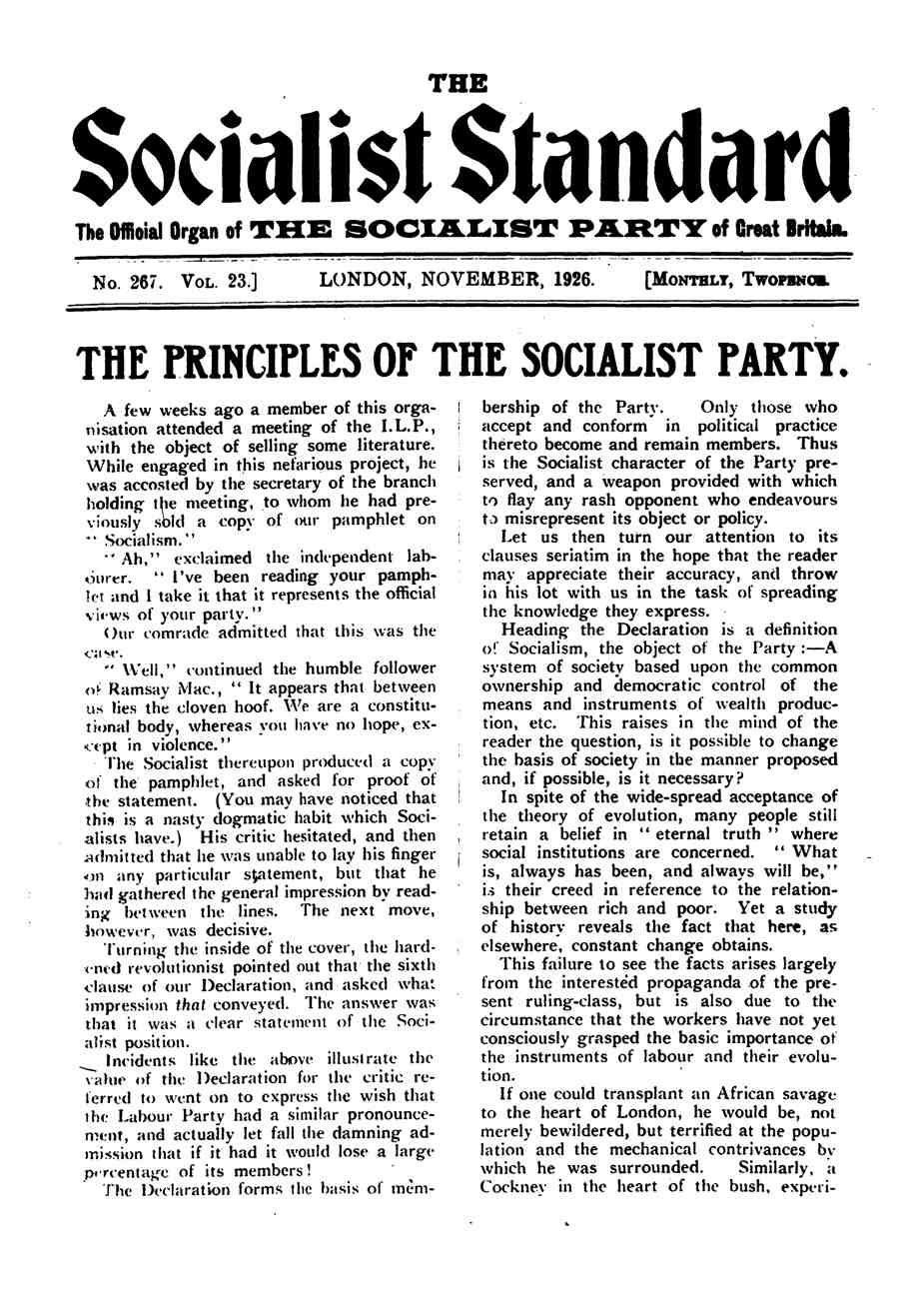 Socialist Standard Past & Present: The Principles of The Socialist ...