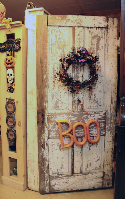 Boo on old door