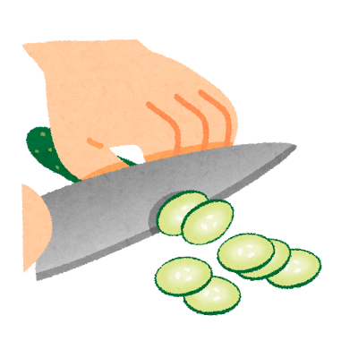 薄切りのイラスト（野菜の切り方）
