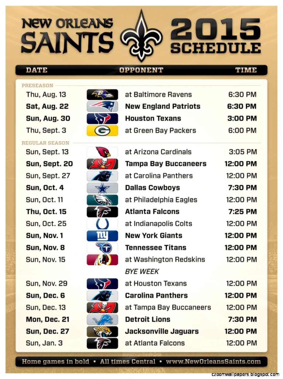 New Orleans Saints 2015 Schedule  WWNO