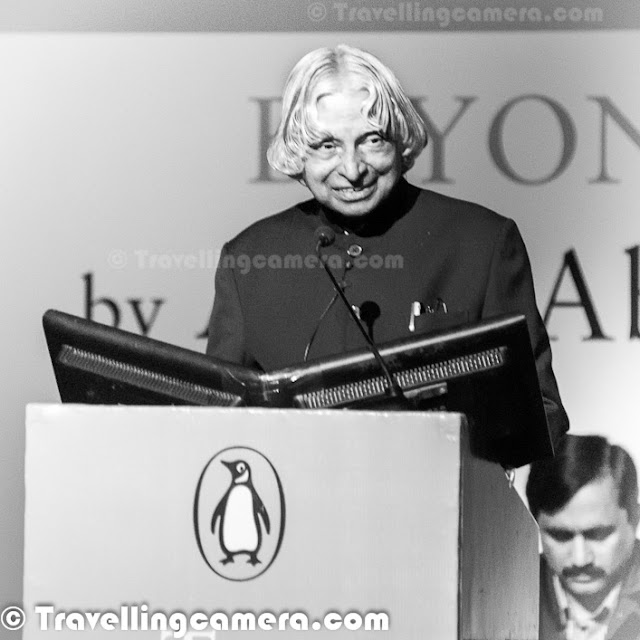 Few weeks back we met Dr A P J Abdul Kalam at India Habitat Center, where he had come for delivering annual talk for Penguin India. All of these photographs are clicked during the same event. Let's check out this Photo Journey to know about Dr Kalam and his journey into different ventures so far.  At IHC, he delivered the annual lecture on BEYOND 2020 which is his vision for India as Economically developed country. Kalam was elected the President of India in 2002, defeating Lakshmi Sahgal and was supported by both the Indian National Congress and the Bharatiya Janata Party, the major political parties of India. He is currently a visiting professor at Indian Institute of Management Ahmedabad and Indian Institute of Management Indore, Chancellor of the Indian Institute of Space Science and Technology Thiruvananthapuram, a professor of Aerospace Engineering at Anna University (Chennai), JSS University (Mysore) and an adjunct/visiting faculty at many other academic and research institutions across India.  There are many special things that people hardly know about. Dr A. P. J. Abdul Kalam's 79th birthday was recognized as World Students' Day by United Nations. He has also received honorary doctorates from 40 universities.The Government of India has honored him with the Padma Bhushan in 1981 and the Padma Vibhushan in 1990 for his work with ISRO and DRDO and his role as a scientific advisor to the Government. In 1997, Dr Kalam received India's highest civilian honour, the Bharat Ratna, for his immense and valuable contribution to the scientific research and modernization of defense technology in India.  Dr Kalam has authored various books including -     Developments in Fluid Mechanics and Space Technology    India 2020: A Vision for the New Millennium    Wings of Fire    Ignited Minds: Unleashing the Power Within India    The Luminous Sparks     Mission India    Inspiring Thoughts    Indomitable Spiri    Envisioning an Empowered Nation    You Are Born To Blossom    Turning Points: A journey through challenges After graduating from Madras Institute of Technology (MIT – Chennai) in 1960, Kalam joined Aeronautical Development Establishment of Defense Research and Development Organization (DRDO) as a chief scientist. Kalam started his career by designing a small helicopter for the Indian Army, but remained unconvinced with the choice of his job at DRDO. Kalam was also part of the INCOSPAR committee working under Vikram Sarabhai, the renowned space scientist. In 1969, Kalam was transferred to the Indian Space Research Organization (ISRO) where he was the project director of India's first indigenous Satellite Launch Vehicle (SLV-III) which successfully deployed the Rohini satellite in near earth orbit in July 1980. Joining ISRO was one of Kalam's biggest achievements in life and he is said to have found himself when he started to work on the SLV project. Kalam first started work on an expandable rocket project independently at DRDO in 1965. In 1969, Kalam received the government's approval and expanded the program to clude more engineersDr Abdul Kalam served as the 11th President of India, succeeding K. R. Narayanan. He won the 2002 presidential election with an electoral vote of 922,884, surpassing 107,366 votes won by Lakshmi Sahgal. He served from 25 July 2002 to 25 July 2007. On 10 June 2002, the National Democratic Alliance (NDA) which was in power at the time, expressed to the leader of opposition, Indian National Congress president Sonia Gandhi that they would propose Kalam for the post of President. The Samajwadi Party and the Nationalist Congress Party backed his candidacy. After the Samajwadi Party announced its support for him, President K. R. Narayanan chose not to seek a second term in office and hence left the field clear for Kalam to become the 11th President of India.In his Book India 2020, Dr Kalam strongly advocates an action plan to develop India into a knowledge superpower and a developed nation by the year 2020. He regards his work on India's nuclear weapons program as a way to assert India's place as a future superpower. It was reported that, there was a considerable demand in South Korea for translated versions of books authored by him. Dr Kalam continues to take an active interest in other developments in the field of science and technology. He has proposed a research program for developing bio-implants. He is a supporter of Open Source over proprietary solutions and believes that the use of free software on a large scale will bring the benefits of information technology to more people.