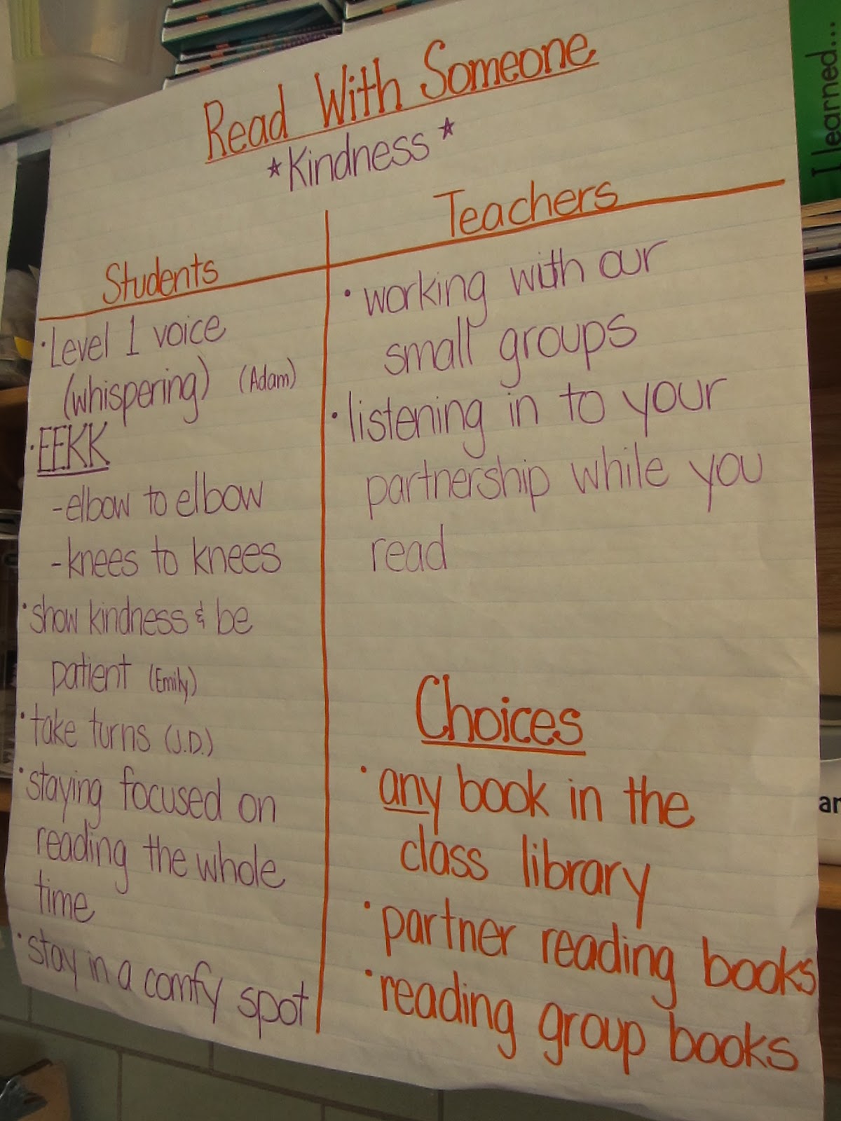 Daily 5 Read To Someone Anchor Chart