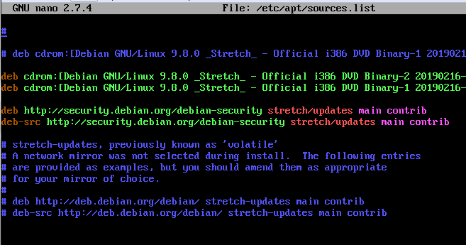 Debian 10 репозитории. Debian sources list.