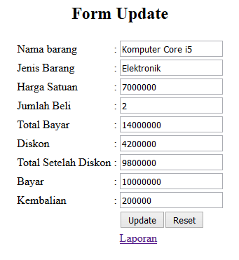 Pemrograman Web Php - Aktivitas Penjualan Sederhana Part4 (Membuat Form Update)  