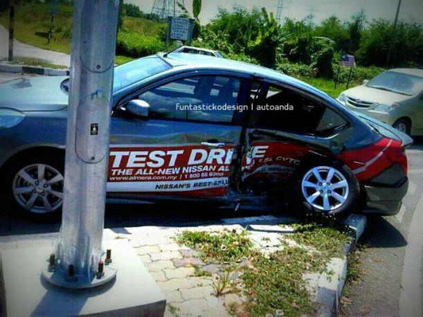 Nissan Almera Test Drive Kemalangan