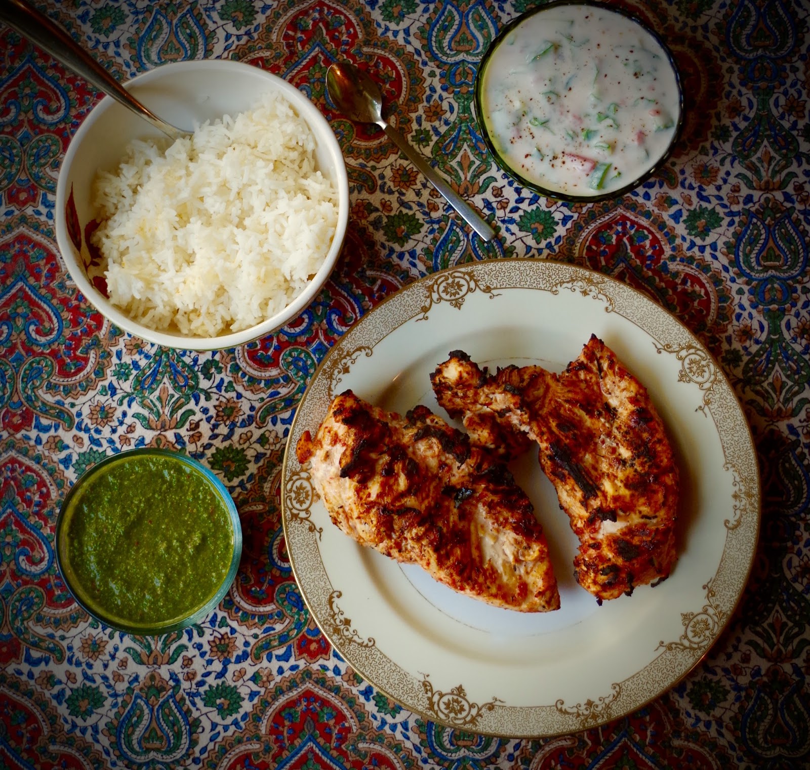 IndianSpiced Chicken with Cilantro Chutney